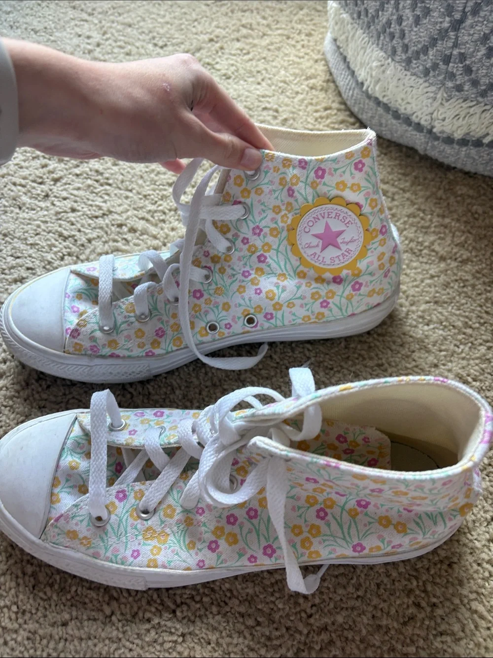 Converse Adult Women’s (size 8) or Kids (size 6) Floral High-Top Sneakers